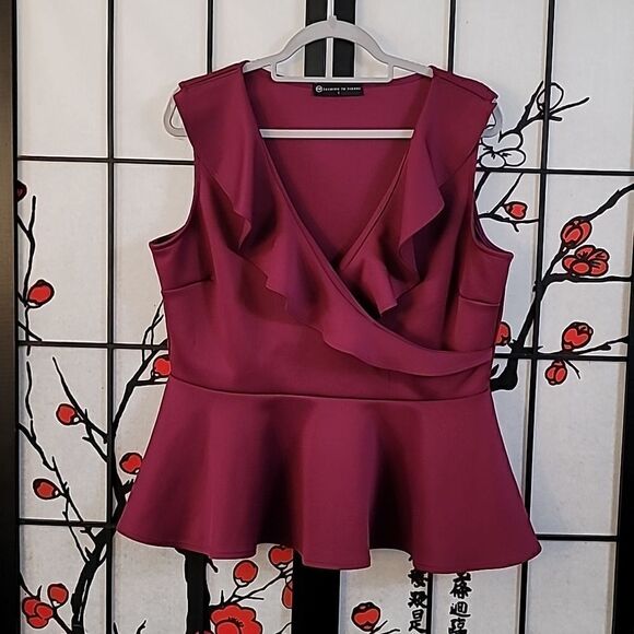 Fashion to Figure Plum Colored Pelum top - Picture 1 of 9